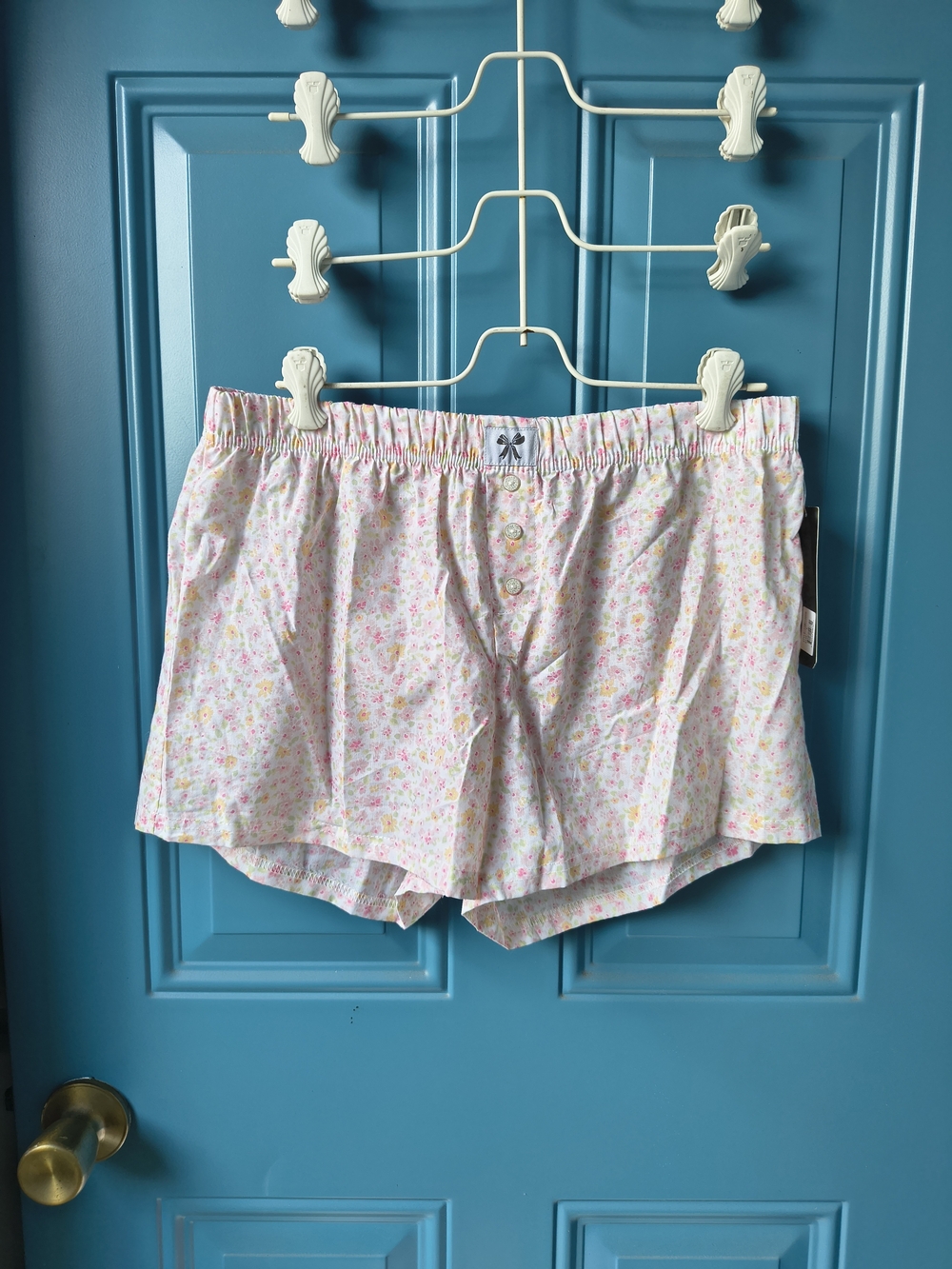 Women's Floral Cotton Sleep Shorts - Light Pink